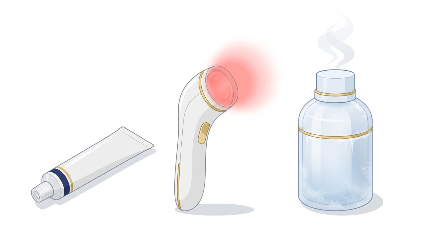 Illustration — non-surgical skin cancer treatments including topical creams, photodynamic therapy and cryotherapy