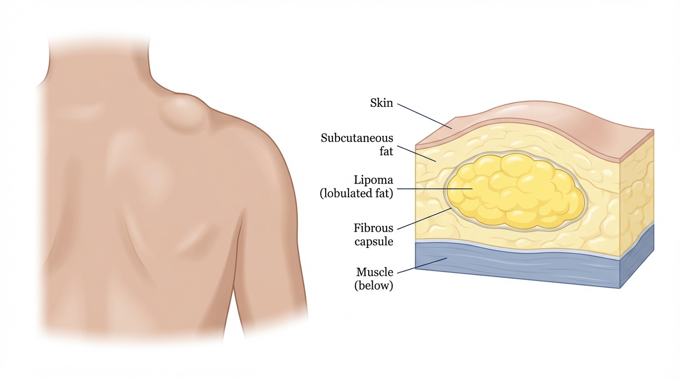 Medical illustration of subcutaneous lipoma